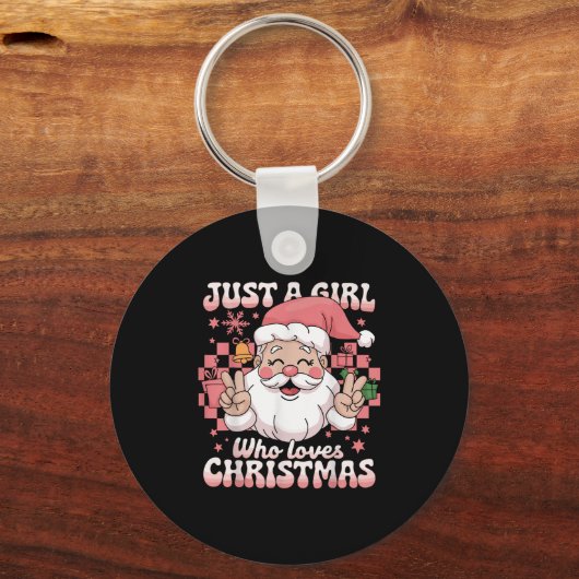 Groovy is gewoon een meisje dat houdt van Kerstmis Sleutelhanger (Voorkant)