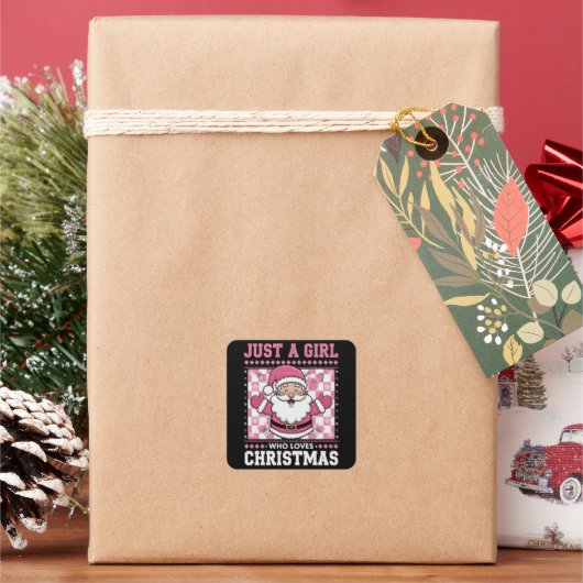 Groovy is gewoon een meisje dat houdt van Kerstmis Vierkante Sticker (Feestdagen)