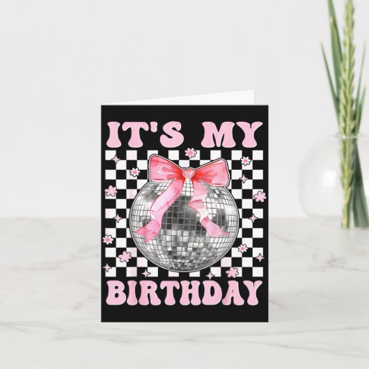 Groovy It's My Birthday Teens Girls Disco Ball Coq Kaart (Voorkant)