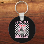 Groovy It's My Birthday Teens Girls Disco Ball Coq Sleutelhanger (Voorkant)