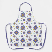 Groovy jaren 1970 Paarse Oranje Flower Power Schort (Voorkant)