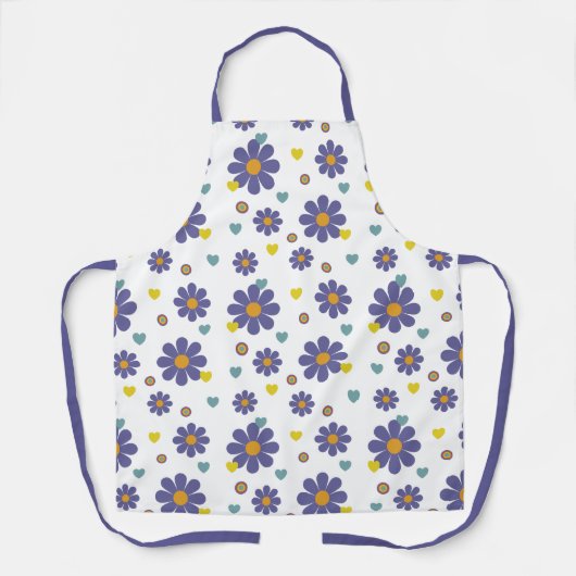 Groovy jaren 1970 Paarse Oranje Flower Power Schort (Voorkant)