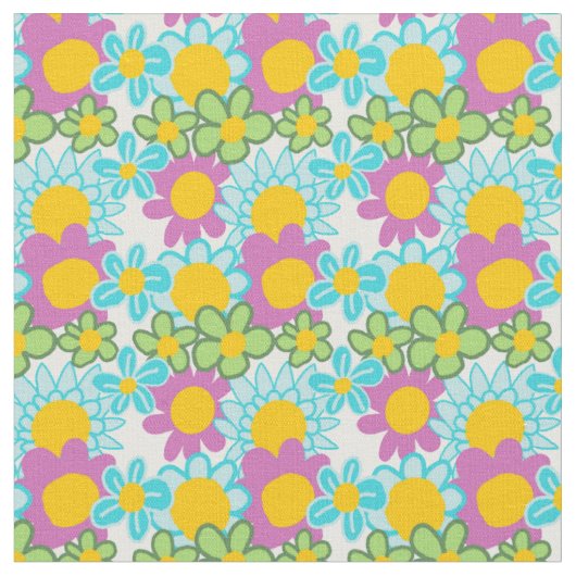 Groovy jaren 70 Bloemen Stof (Close Up)