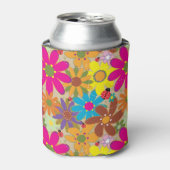 Groovy jaren 70 Hippie Bloemen Retro Bloemen Power Blikjeskoeler (Blikje Voorkant)
