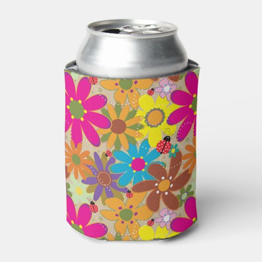 Groovy jaren 70 Hippie Bloemen Retro Bloemen Power Blikjeskoeler (Blikje Voorkant)