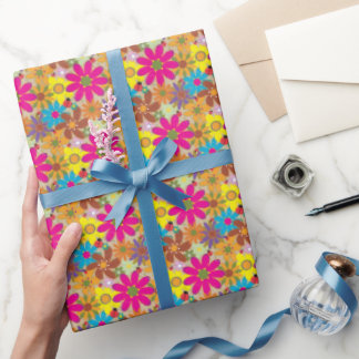 Groovy jaren 70 Hippie Bloemen Retro Bloemen Power Cadeaupapier