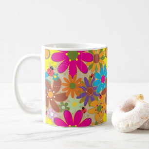 Groovy jaren 70 Hippie Bloemen Retro Bloemen Power Koffiemok