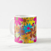 Groovy jaren 70 Hippie Bloemen Retro Bloemen Power Koffiemok (Voorkant links)