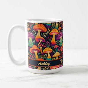 Groovy jaren 70 Paddenstoelen Patroon Gepersonalis Koffiemok