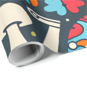 Groovy jaren 70 patroon met vredesborden en padden cadeaupapier (Rol Hoek)