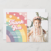 Groovy jaren 70 Rainbow Daisy Verjaardag Dank u ka Kaart (Voorkant)