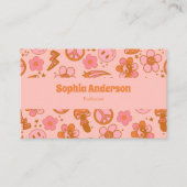 Groovy jaren 70 Retro Hippie Roze & Sinaasappel Fu Visitekaartje (Voorkant)