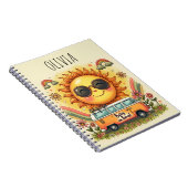 Groovy jaren 70 Retro Smiling Zon, Vrede & Liefde Notitieboek (Rechterzijde)