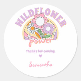 Groovy jaren 70 Retro Wildflower Power Verjaardag Ronde Sticker