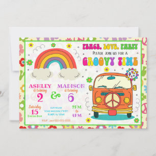 Groovy jaren 70 thema hippie bus gezamenlijke verj kaart
