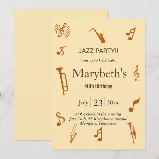 Groovy Jazz thema verjaardag Kaart (Voorkant / Achterkant)