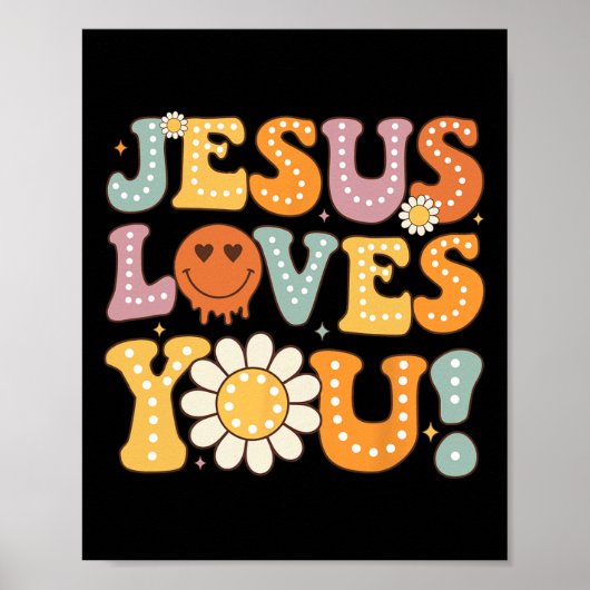 Groovy Jesus houdt van je Kinder vrouwen Poster (Voorkant)