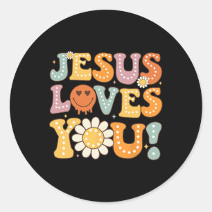 Groovy Jesus houdt van je Kinder vrouwen Ronde Sticker