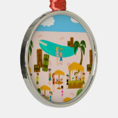 Groovy Jet Set Pool Party Metalen Ornament (Rechts)