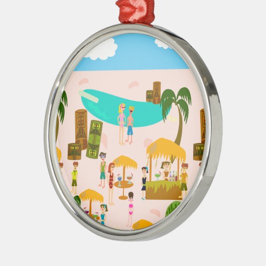 Groovy Jet Set Pool Party Metalen Ornament (Links)