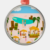 Groovy Jet Set Pool Party Metalen Ornament (Voorkant)