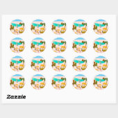Groovy Jet Set Pool Party Ronde Sticker (Vel)