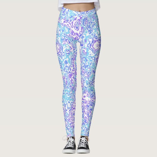 Groovy Jewel Tone Retro Boho Trippy Hippie Marmer Leggings (Voorkant)