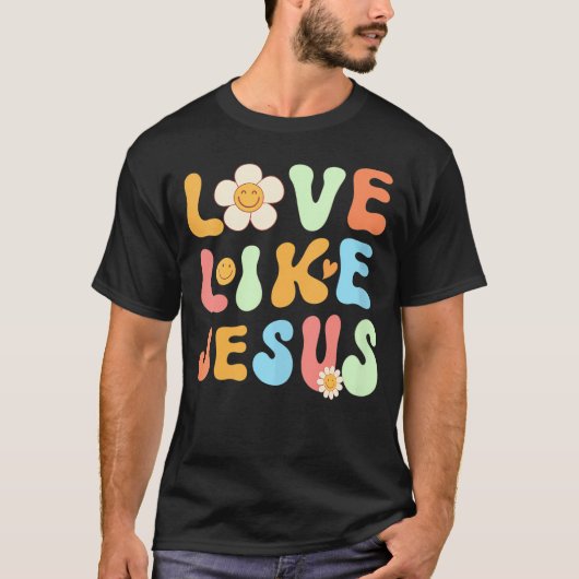 Groovy Jezus's Voor Vrouwen Liefde Als Jezus V-Hal T-shirt (Voorkant)