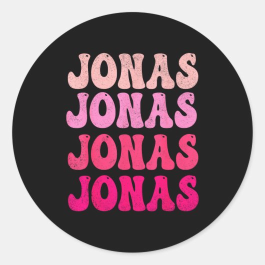 Groovy Jonas First Name D I Love Jonas Tees Meme Ronde Sticker (Voorkant)