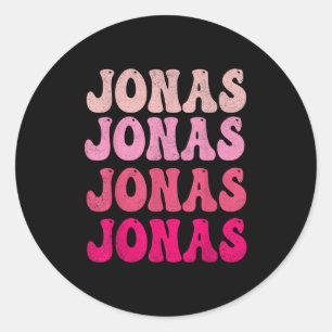 Groovy Jonas Voornaam D I Love Jonas T-shirts Meme Ronde Sticker