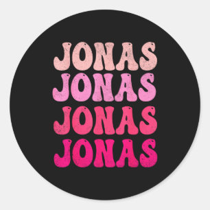 Groovy Jonas Voornaam D I Love Jonas T-shirts Meme Ronde Sticker