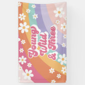 Groovy jong wild drie retro regenboog 3e verjaarda spandoek (Verticaal)