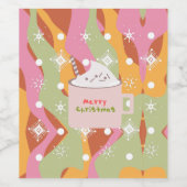 Groovy kampvuur mok kerst marmeren wervelingen wijn etiket (Enkel label)