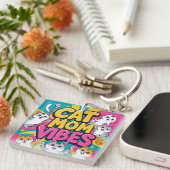 Groovy kat moeder vibes sleutelhanger (Voorkant Rechts)