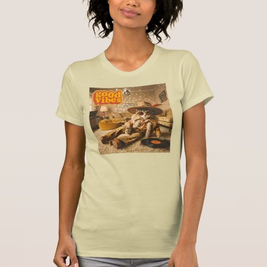 Groovy Kat Retro 1970s T-shirt (Voorkant)