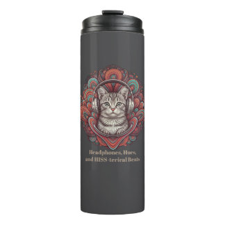 Groovy Kat Vibe Tumbler - Silver Tabby Thermosbeker