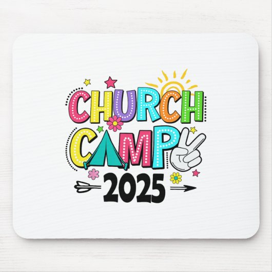 Groovy Kerk Kamp 2025 Matching Christelijk Kamp Fa Muismat (Voorkant)