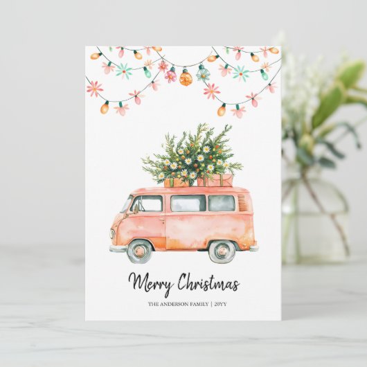 Groovy kerst 70s kerstkaart (Staand voorkant)