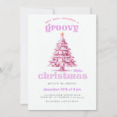 Groovy Kerst Disco Roze Kerstfeest Uitnodiging (Voorkant)
