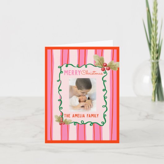 Groovy Kerst Doodle Foto  Feestdagen Kaart (Voorkant)