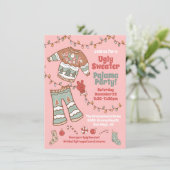 Groovy Kerst Hippie Lelijk Sweater Pyjama Party Kaart (Staand voorkant)