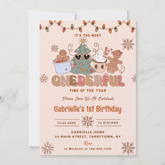 Groovy Kerst Onederful 2e Verjaardagsfeestje Kaart (Voorkant)