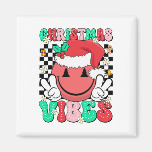 Groovy Kerst Stemming Smile Face Kerstman Hoed Ker Magneet