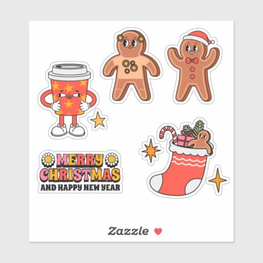 Groovy Kerst sticker Pack (Vel)