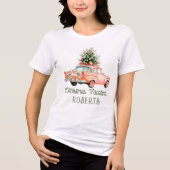 Groovy Kerstauto Vakantie Retro Tri-Blend Shirt (Voorkant)