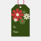 Groovy kerstbloemen 60s 70s Floral Pattern Cadeaulabel (Achterkant)