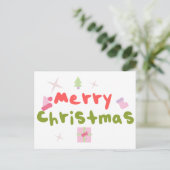 Groovy Kerstboom Bubble Letters     Briefkaart (Staand voorkant)