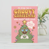Groovy kerstboom - Holly Jolly Vibes Feestdagenkaart (Staand voorkant)