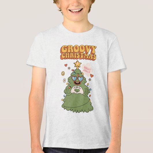 Groovy kerstboom - Holly Jolly Vibes Tri-Blend Shirt (Voorkant)
