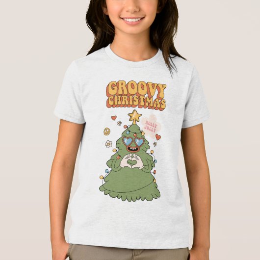 Groovy kerstboom - Holly Jolly Vibes Tri-Blend Shirt (Voorkant)
